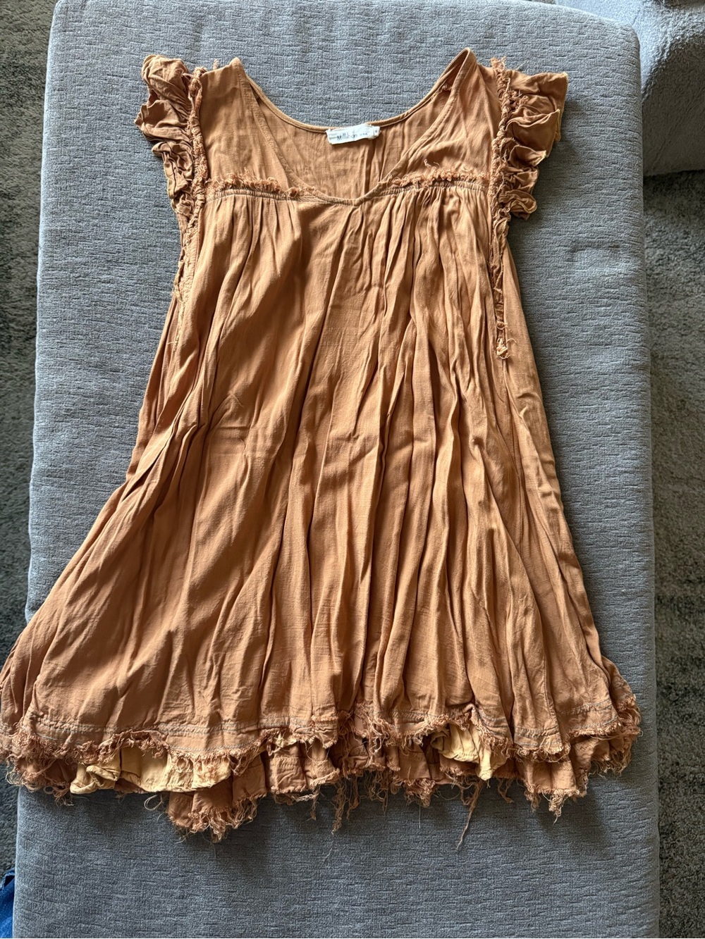 Millibon Rustic Orange Boho Ruffle Mini Dress